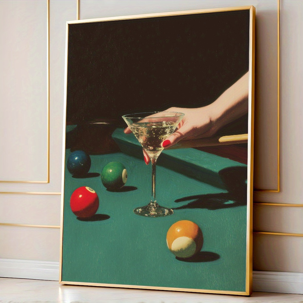 Home Decor Youtube - 1pc Vintage Billiards Cocktail Poster, Frameless