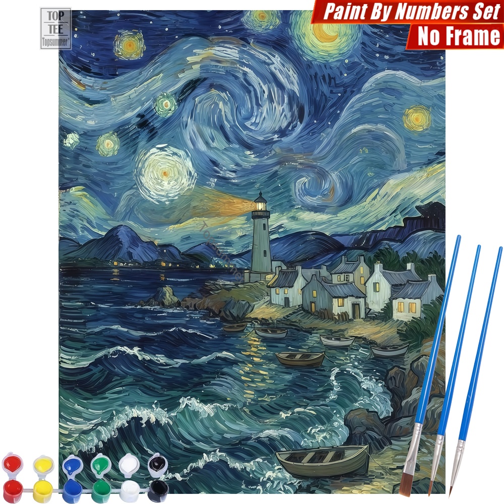Home Decor Express - Swirling Coastal Scene Paints By Numbers