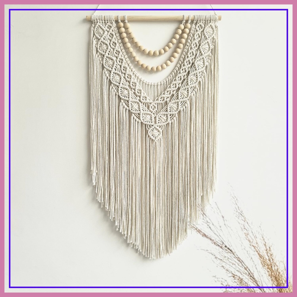 Macrame Wall Hanging - Boho Geometric Macrame Wall Hanging, Handmade