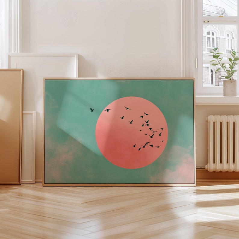 Home Decor Youtube - Japanese Sun & Cranes Canvas Wall