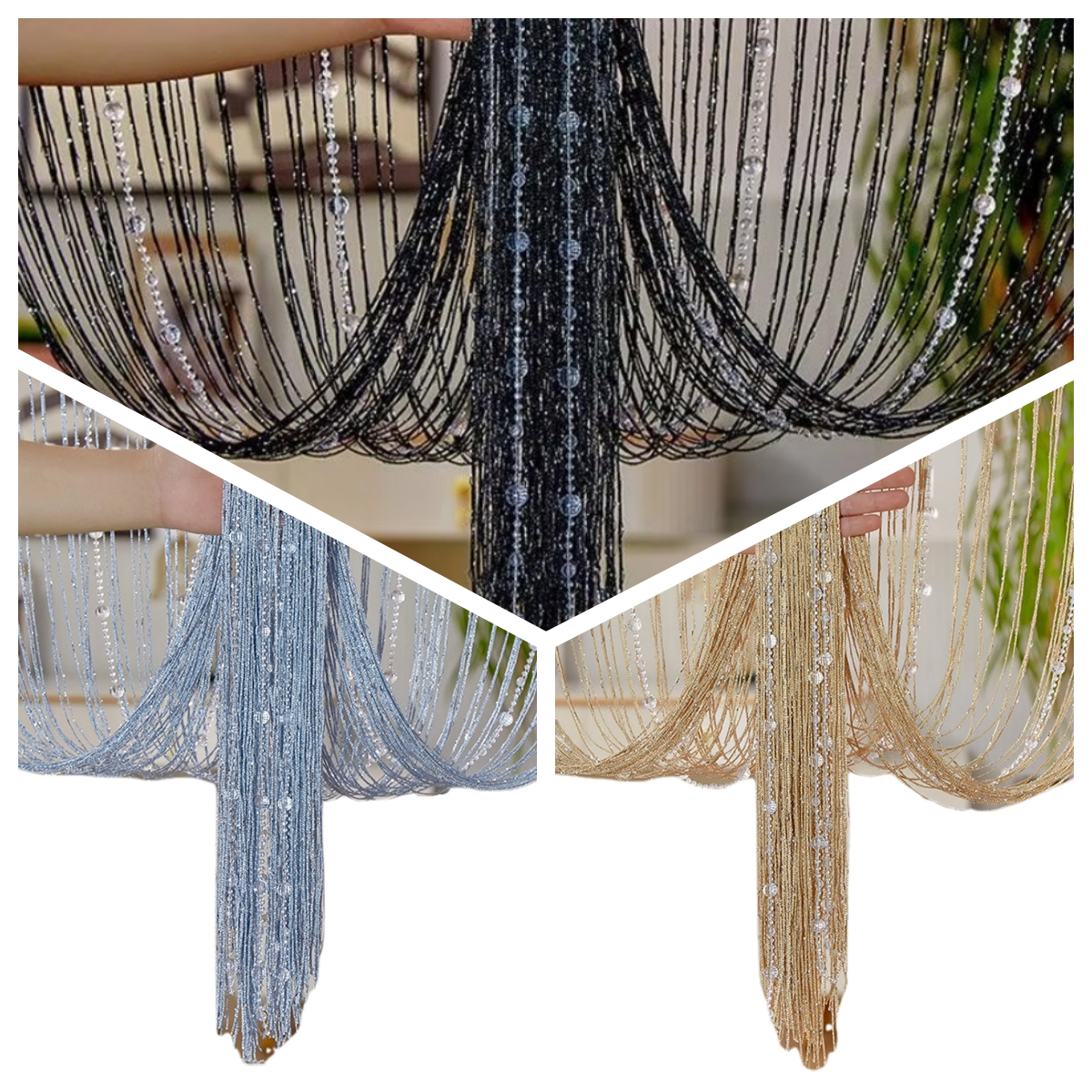 Room Divider Screen - 1pcs 100*200cm Crystal Beaded String Curtains