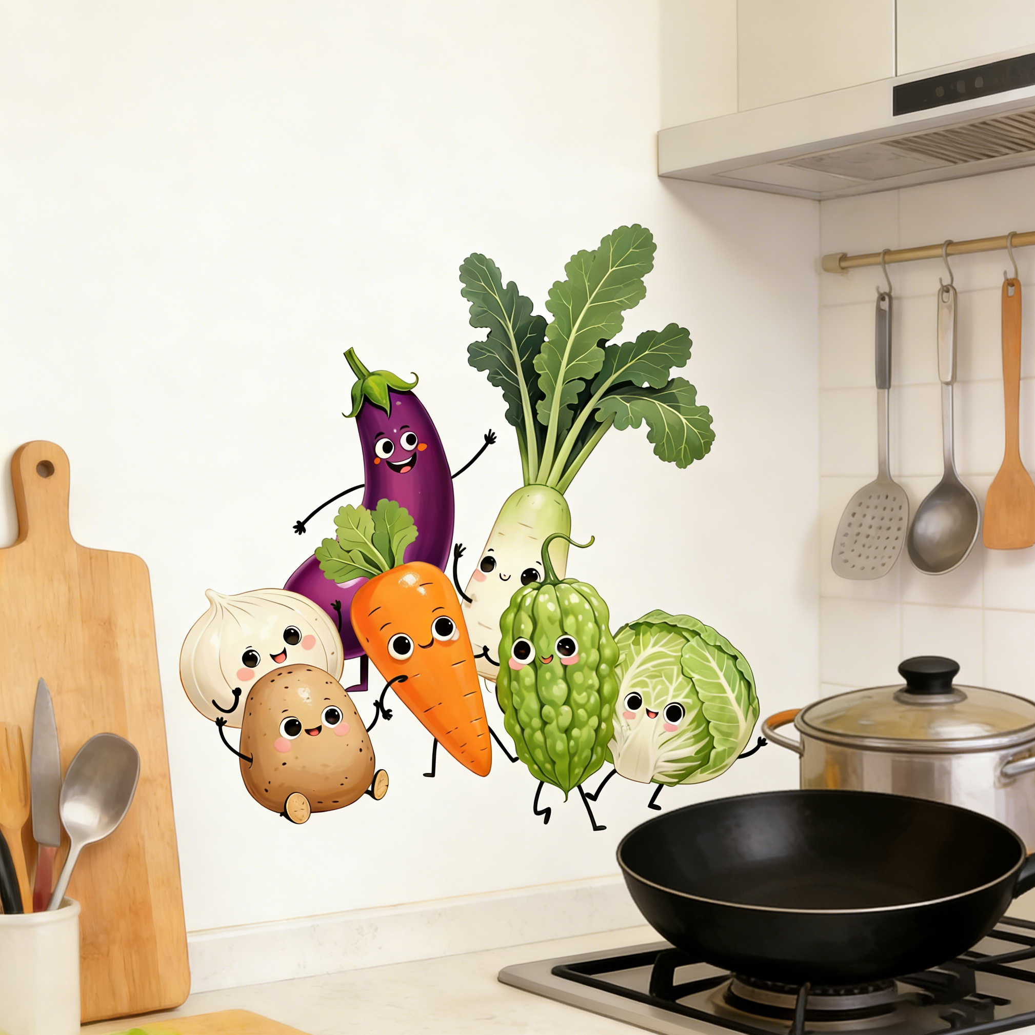 Home Decor Express - Emotionally Expressive Vegetable Wall Stickers for