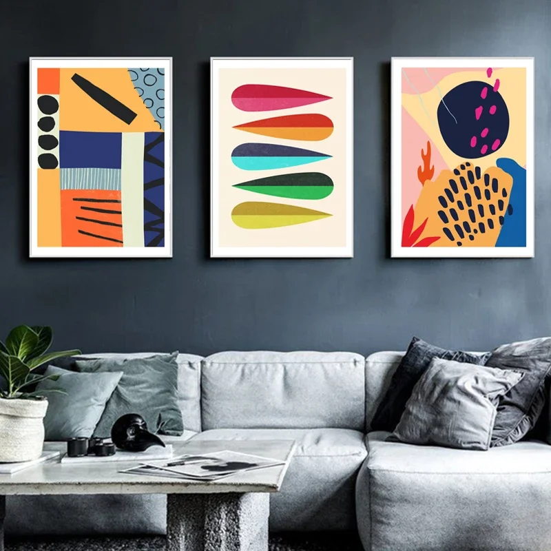 Home Decor Mirror - Colorful Abstract Geometry Canvas Art Painting