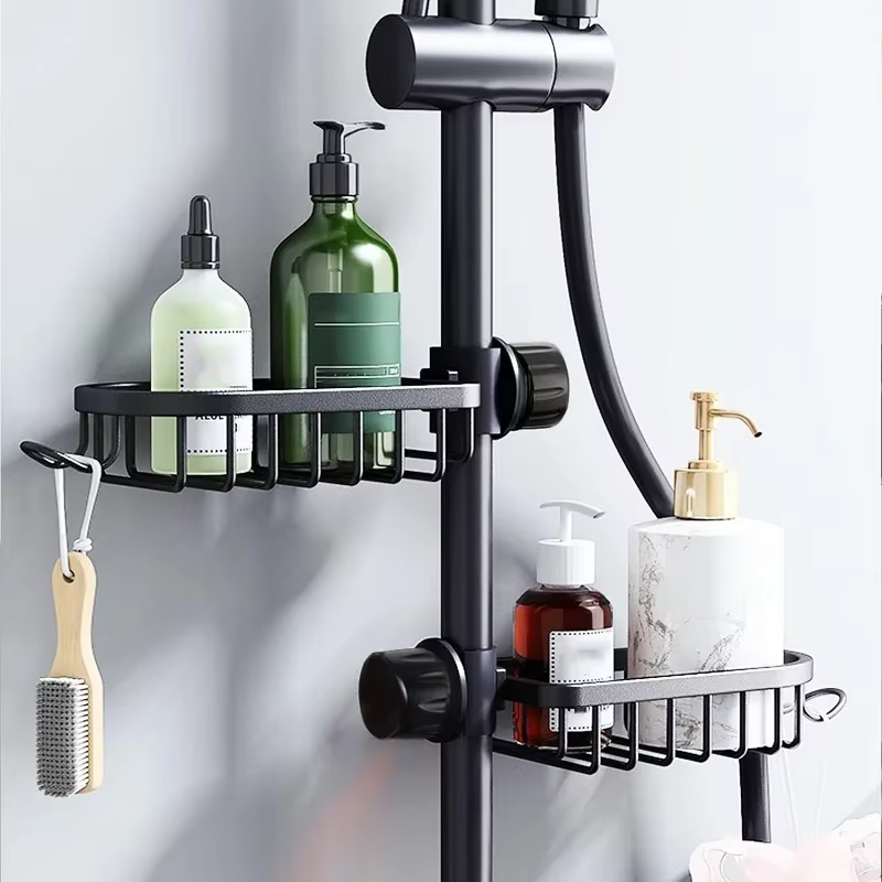 Woven Wall Basket - Adjustable Aluminum Bathroom Shower Shelf Rack