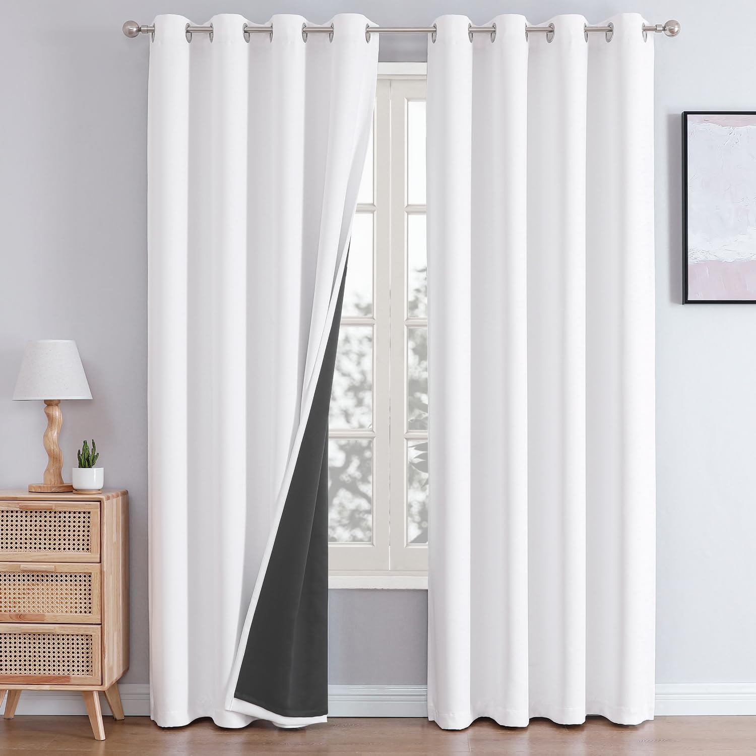 Blackout Curtains - White Blackout Curtains for Bedroom with