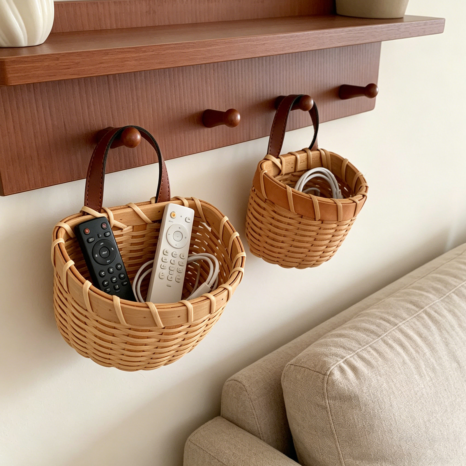 Woven Wall Basket - Wall Mounted Woven Wicker Hanging Basket