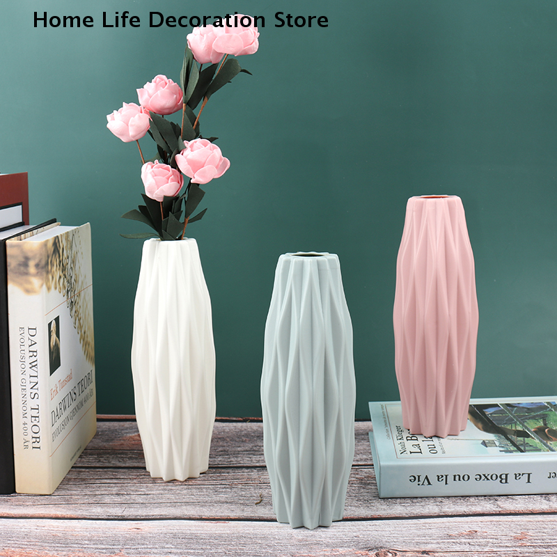 Glass Vase Nordic - 【TG】Modern Nordic Plastic Flower Vase, Pink,