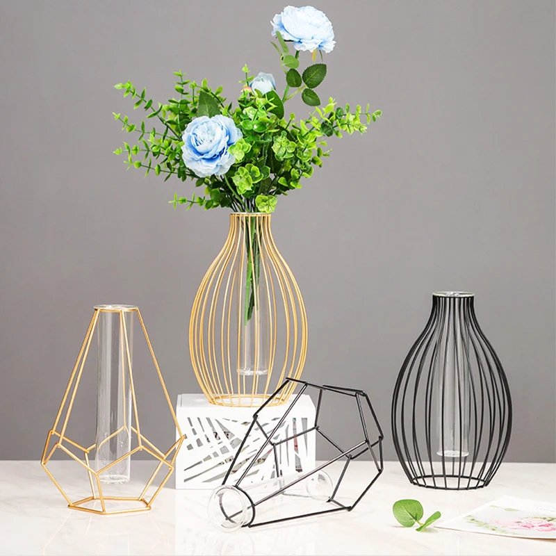 Glass Vase Nordic - Nordic Simple Golden Glass Vase Hydroponic