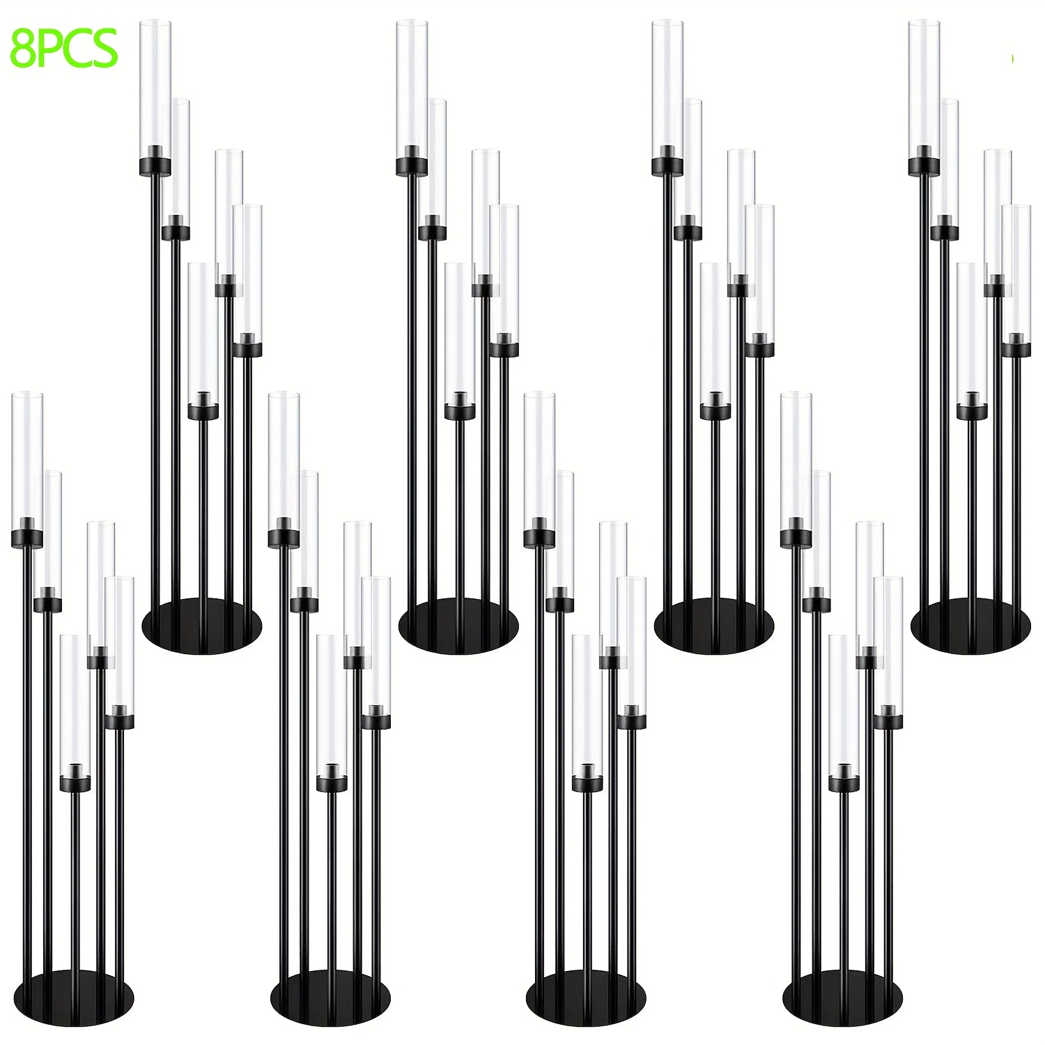 Flooring Home Decor - 8 Sets Black 5-Arm Floor Candelabra