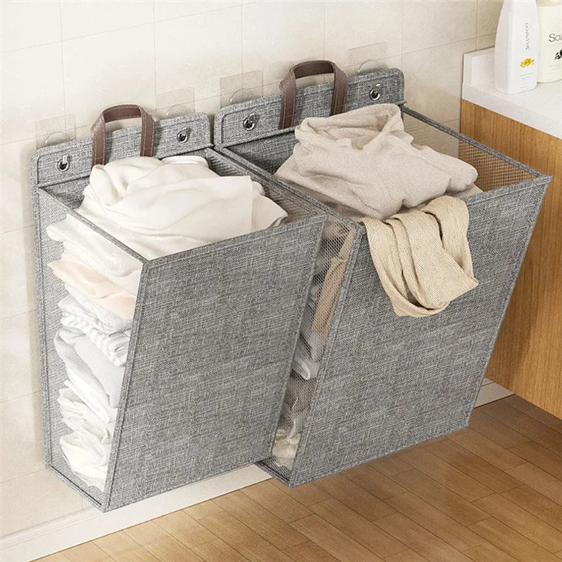 Woven Wall Basket - 1 Pcs Foldable Adhesive Laundry Basket