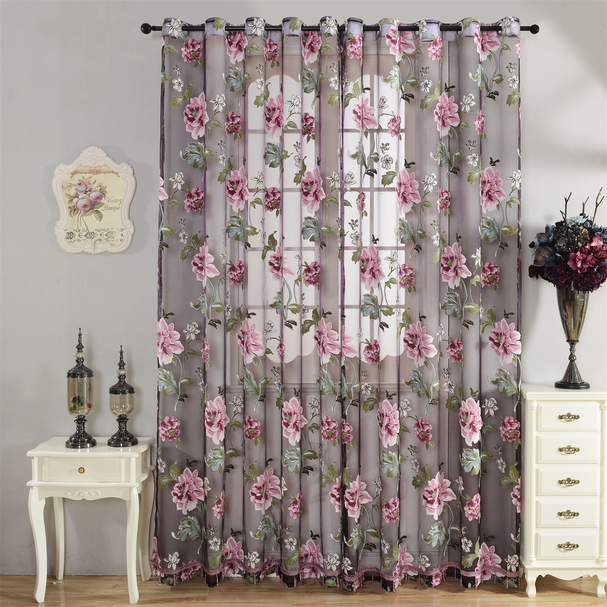 2pcs Classic Peony Floral Yarn - Blackout Curtains recension och pris