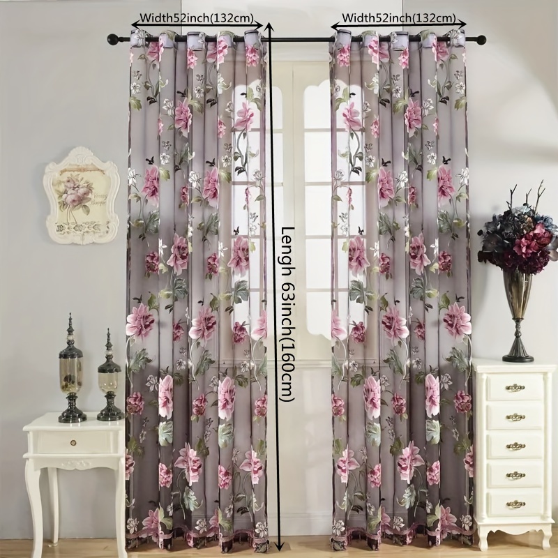2pcs Classic Peony Floral Yarn - Blackout Curtains recension och pris