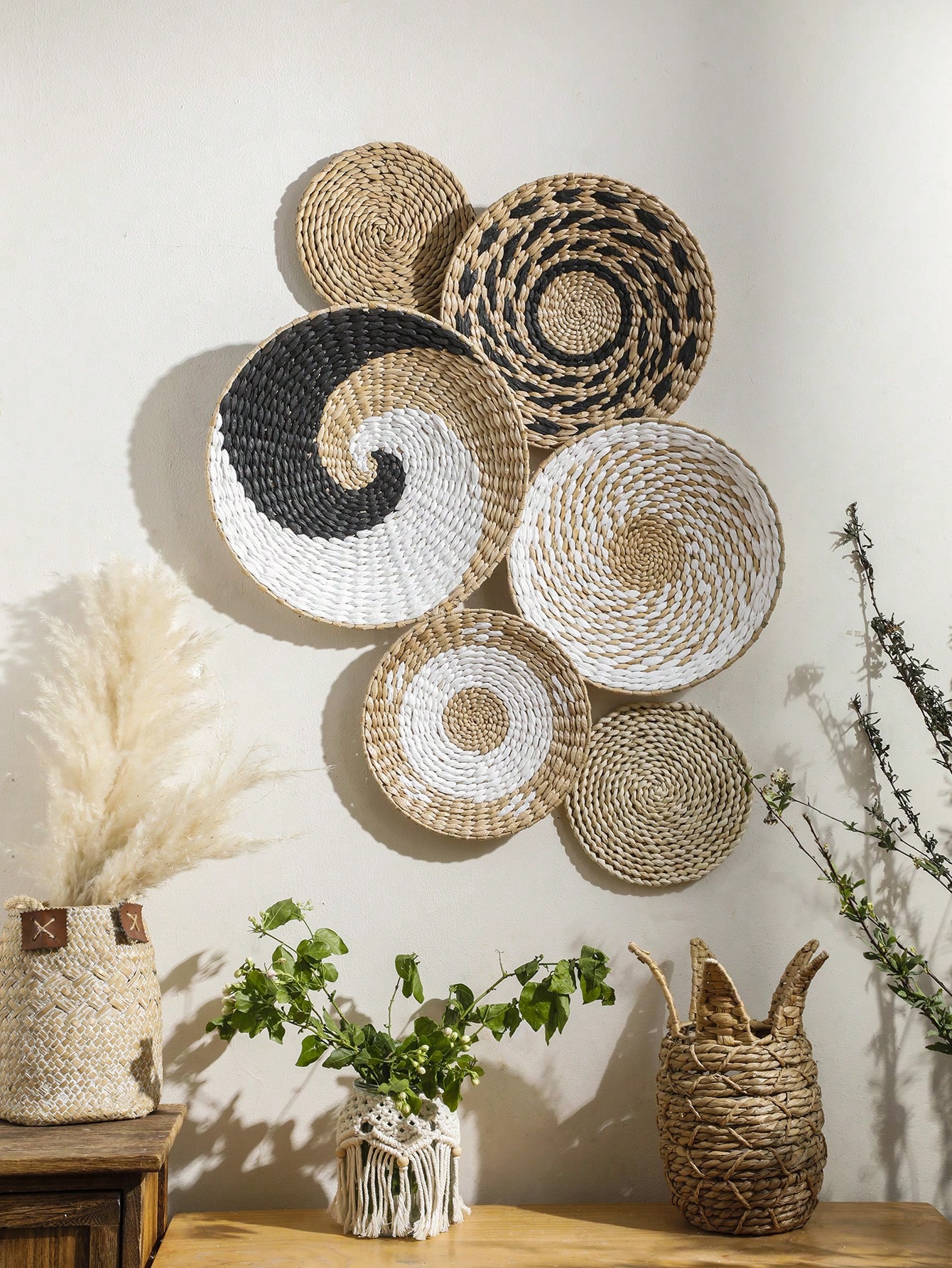 1/6 Pcs Boho Hand Woven Wall B - Woven Wall Basket recension och pris