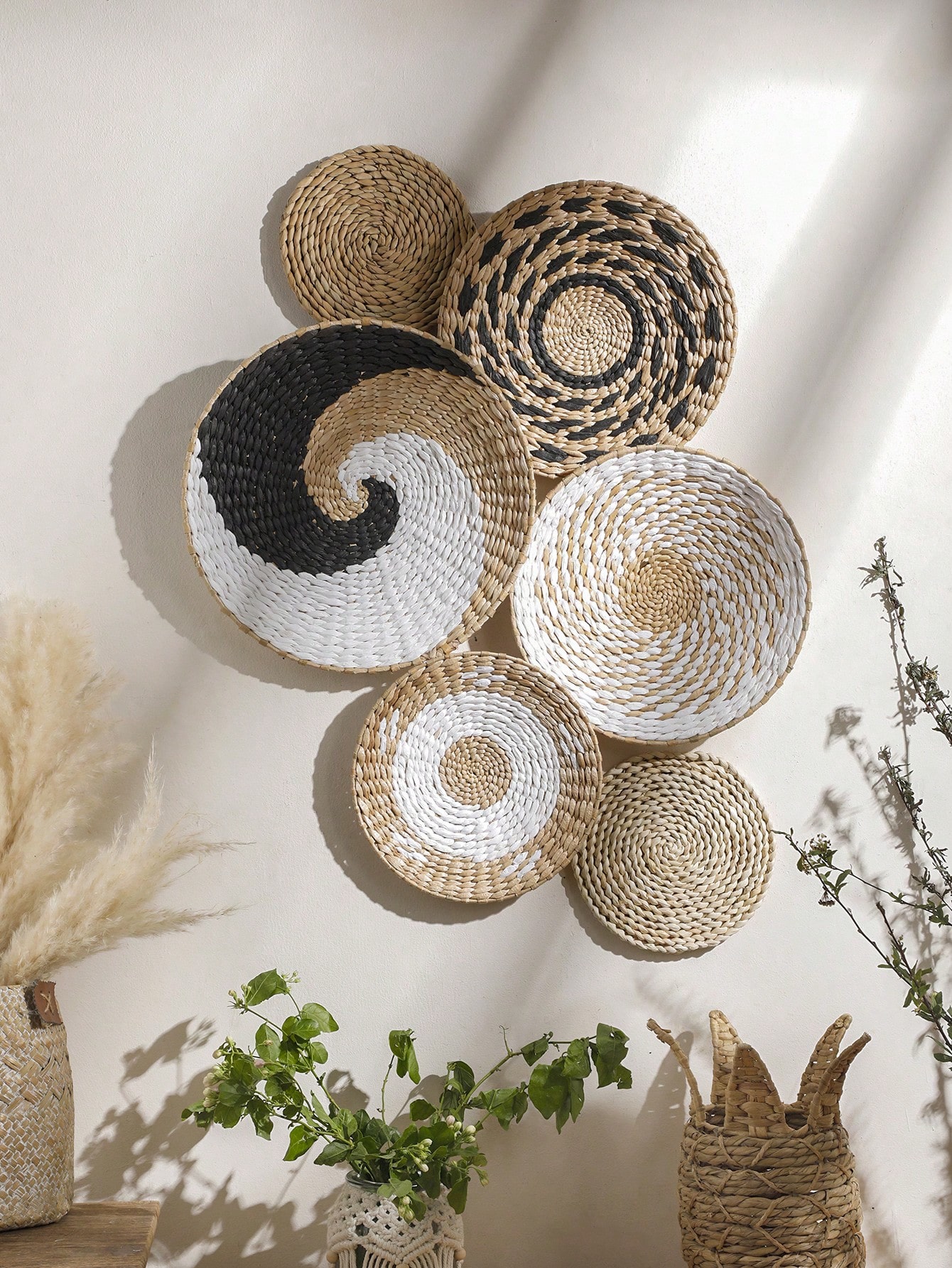 1/6 Pcs Boho Hand Woven Wall B - Woven Wall Basket recension och pris