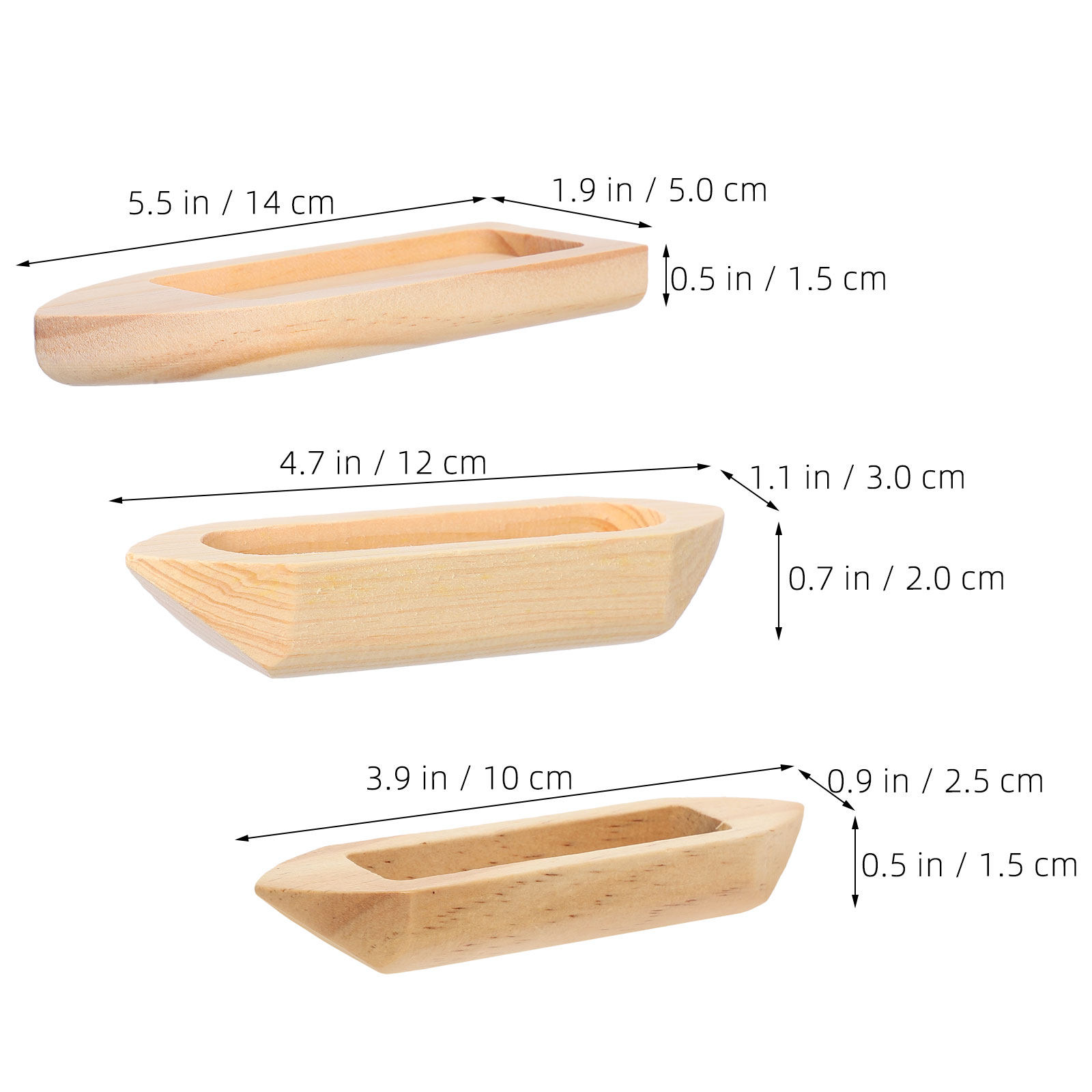 3Pcs Mini Wooden Canoe Unfinis - Home Decor Nautical recension och pris