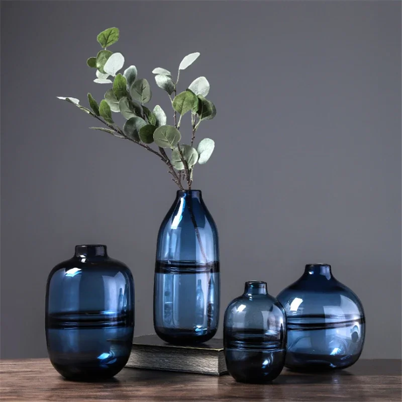 Minimalist Blue Black Glass Va - Glass Vase Nordic recension och pris