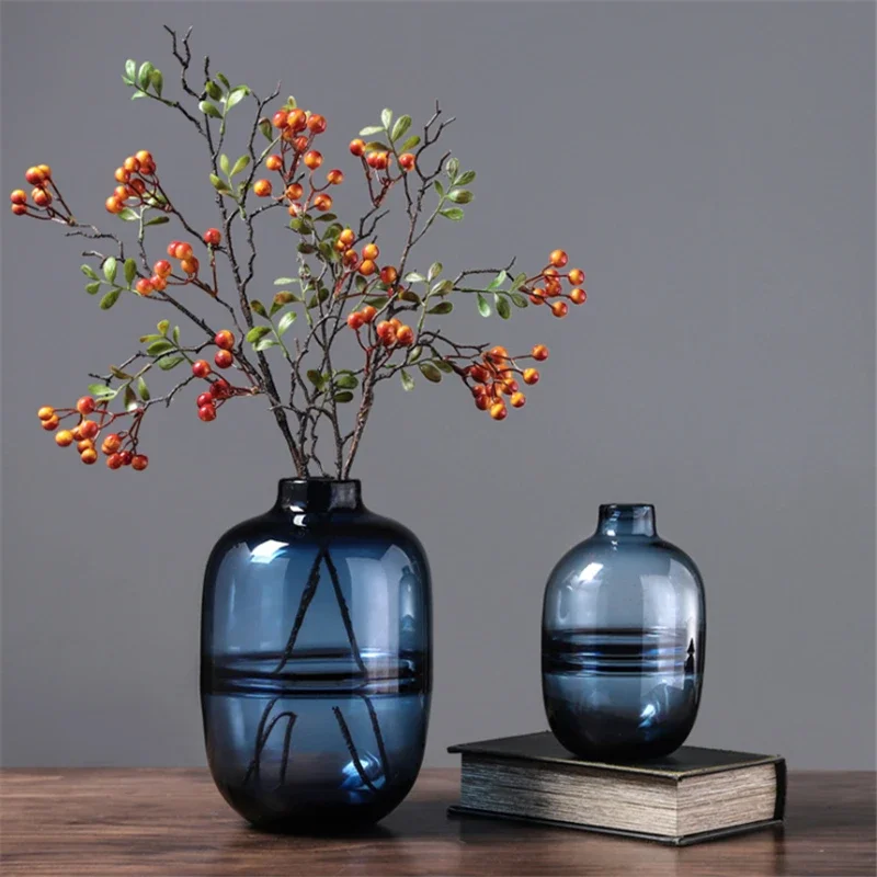 Minimalist Blue Black Glass Va - Glass Vase Nordic recension och pris