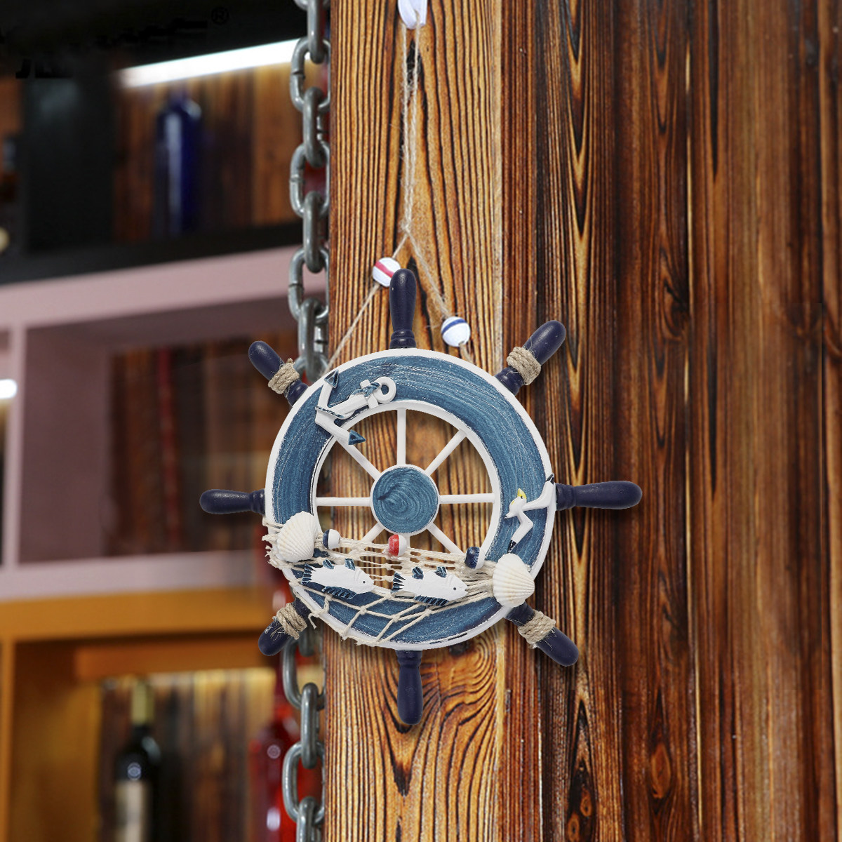 Wooden Ship Steering Wheel Wal - Home Decor Nautical recension och pris