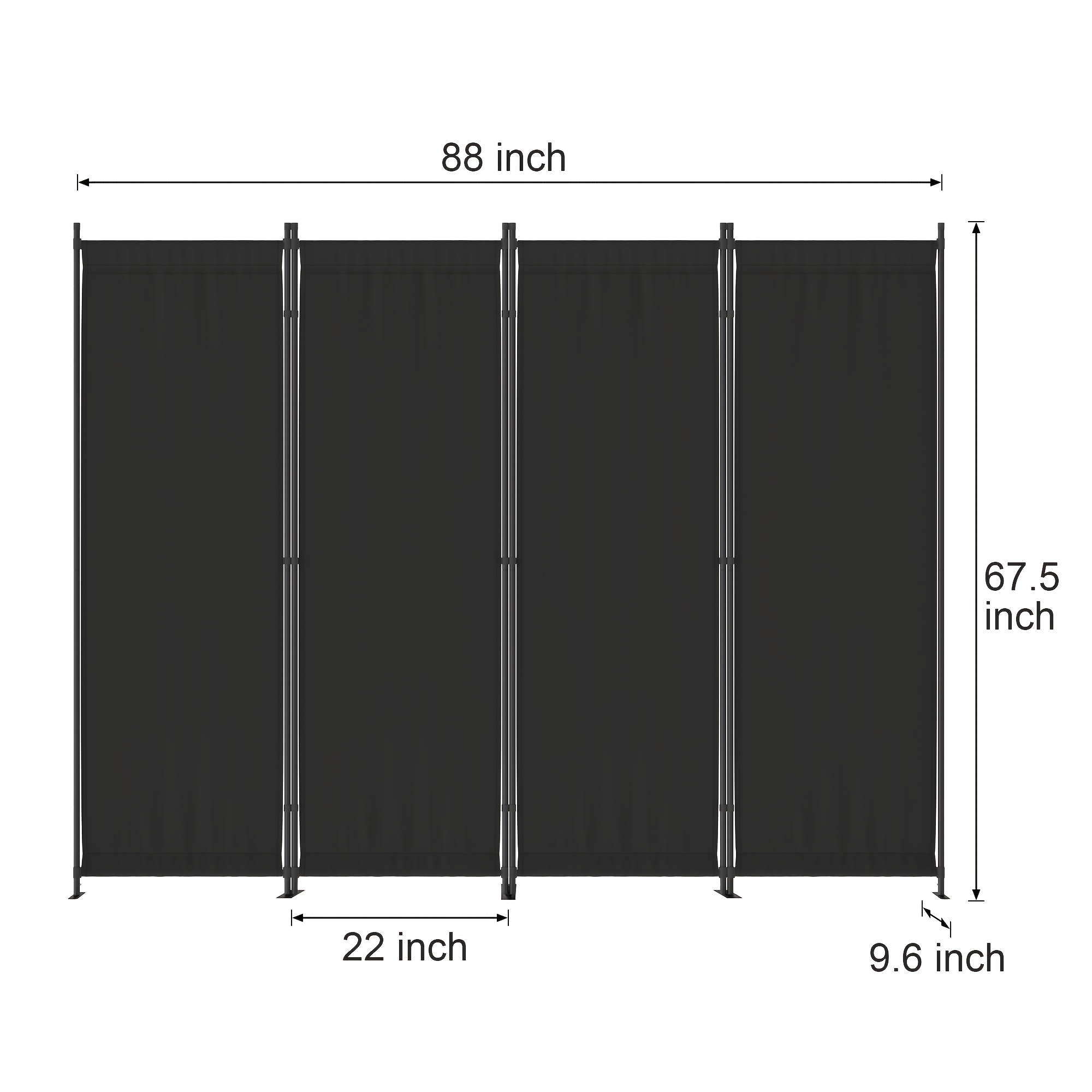 4-Panel Modern Black Privacy S - Room Divider Screen recension och pris