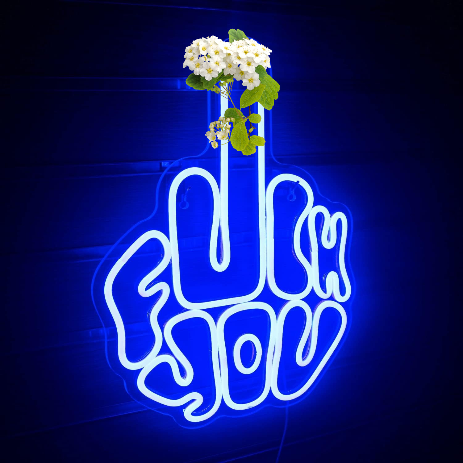 Blue F U Hand Gesture LED Neon - Home Decor Express recension och pris