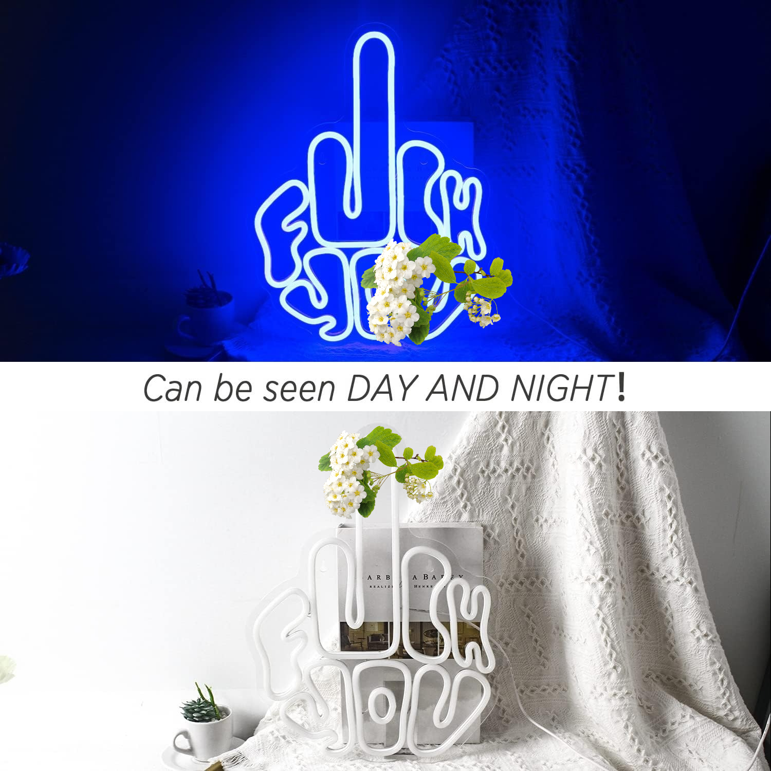 Blue F U Hand Gesture LED Neon - Home Decor Express recension och pris