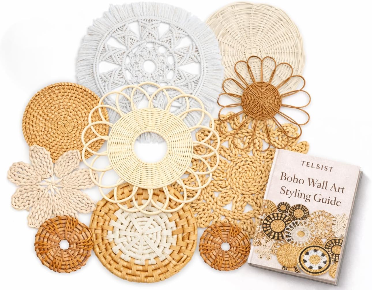 10-Piece Boho Wall Basket Set  - Woven Wall Basket recension och pris