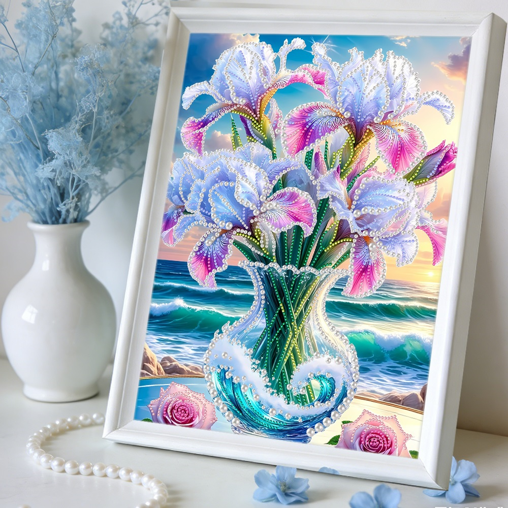 HUACAN Diamod Art Iris Flower  - Home Decor Nautical recension och pris