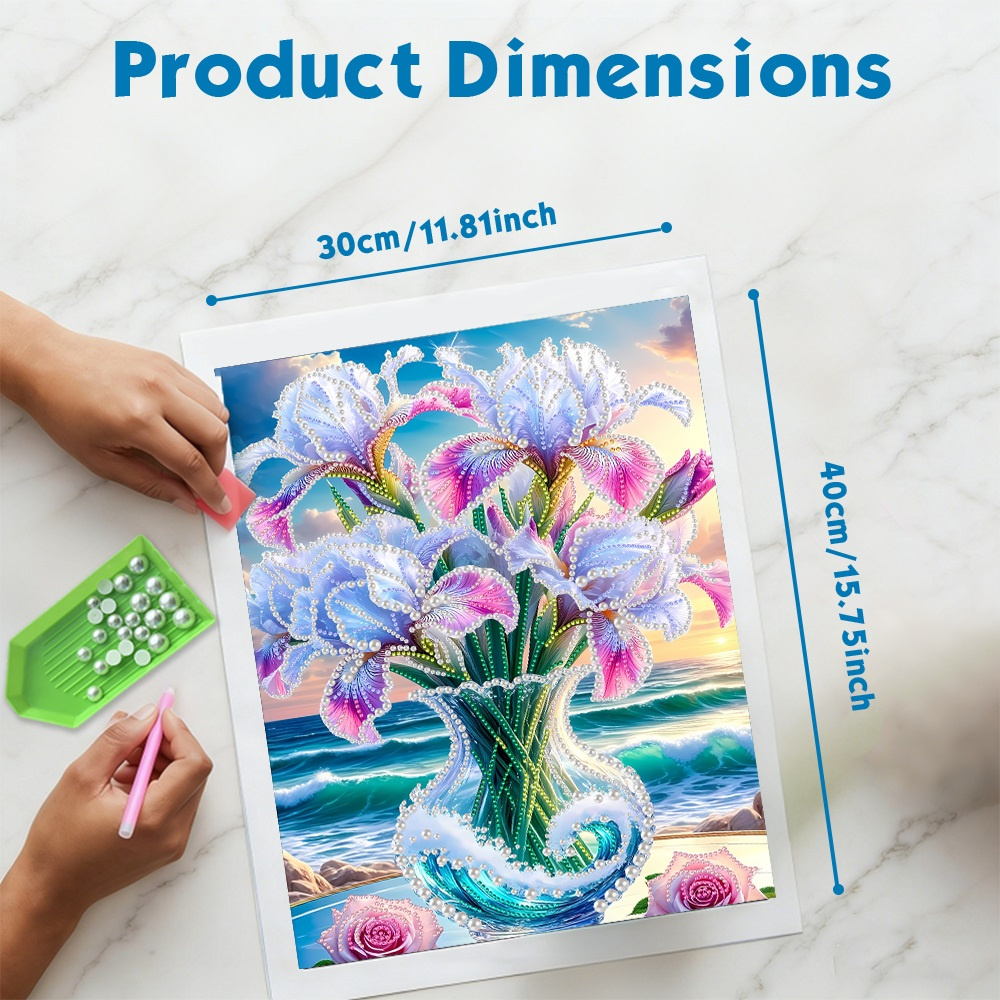 HUACAN Diamod Art Iris Flower  - Home Decor Nautical recension och pris