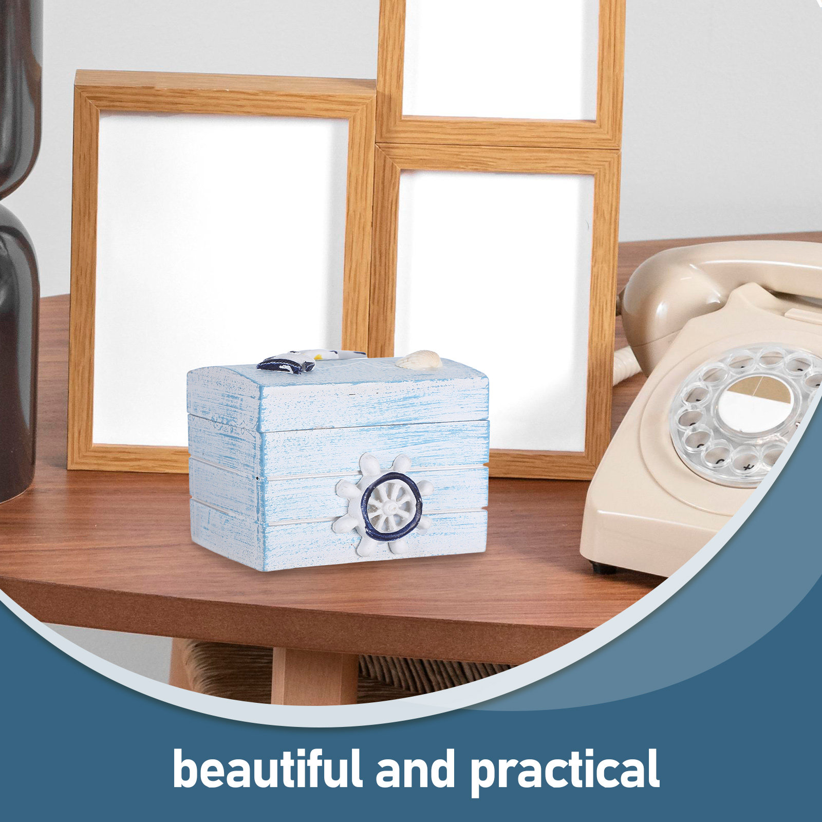 Ocean Themed Wooden Box Handcr - Home Decor Nautical recension och pris