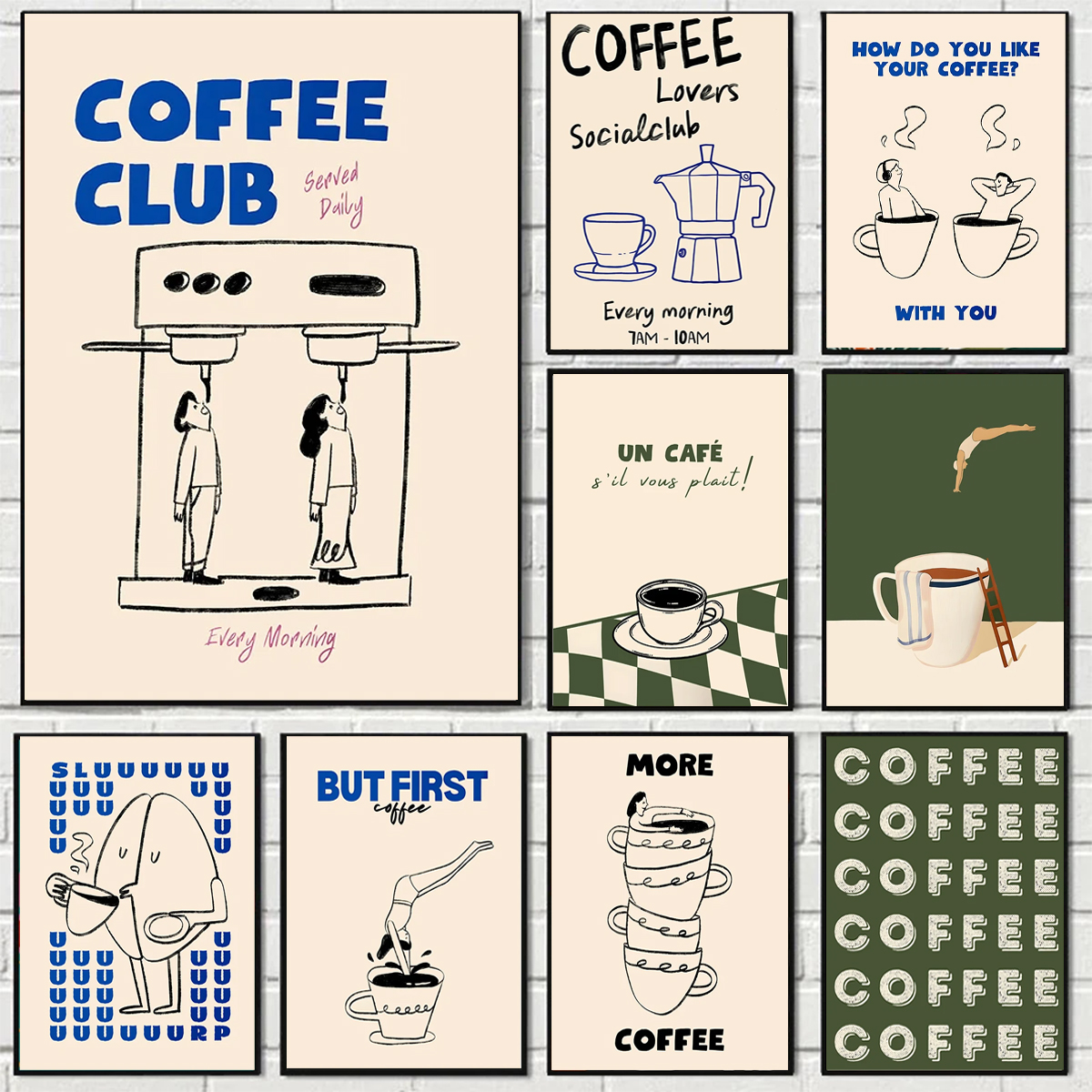 Abstract Funny Coffee Club Ser - Home Decor Youtube recension och pris