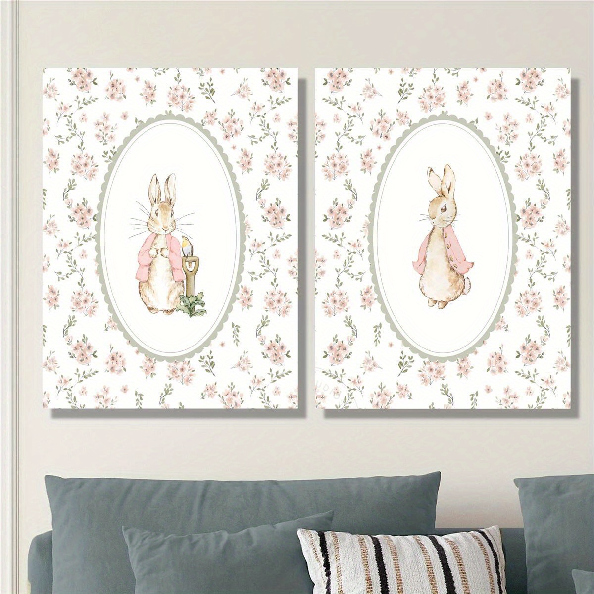 2pcs Retro Easter Rabbit Canva - Home Decor Youtube recension och pris