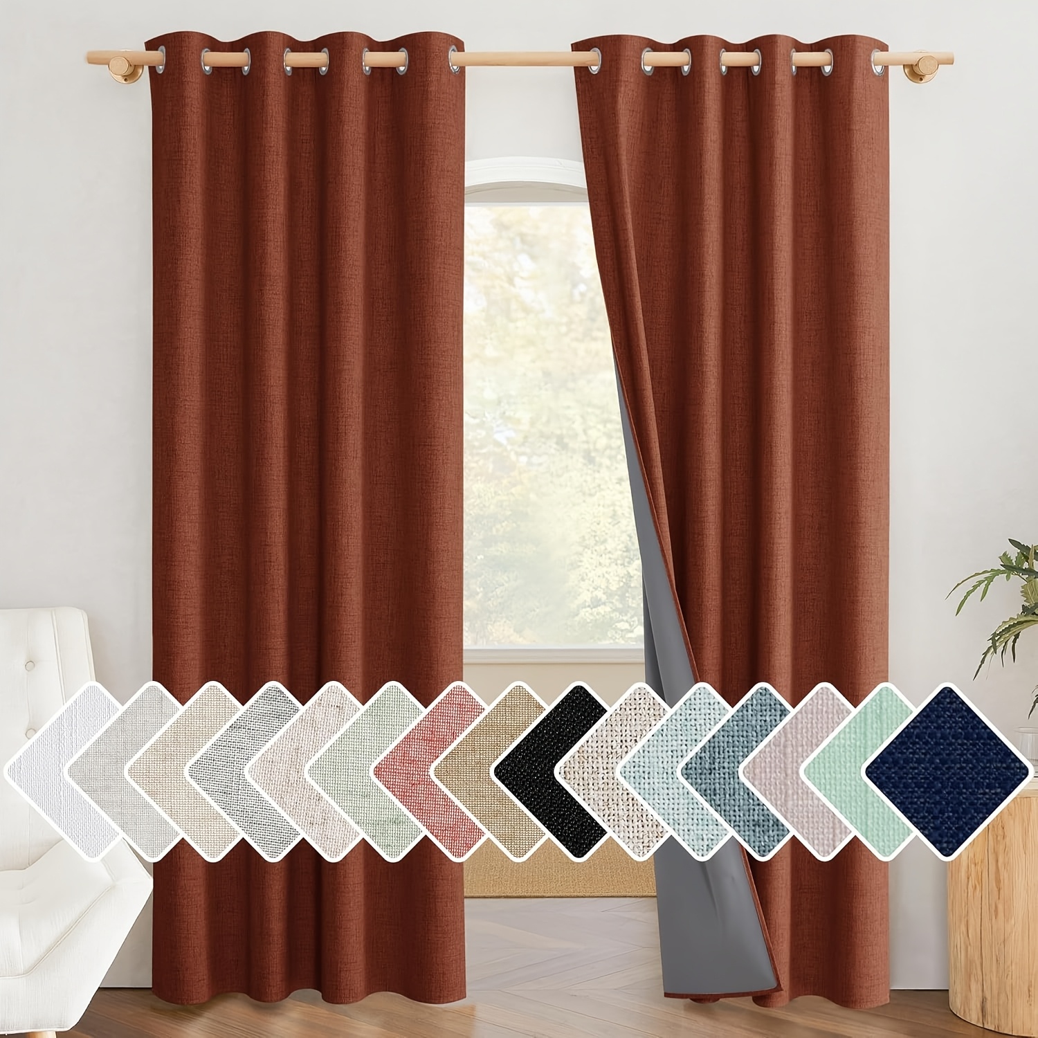 Two Panels of Natural 100% Bla - Blackout Curtains recension och pris