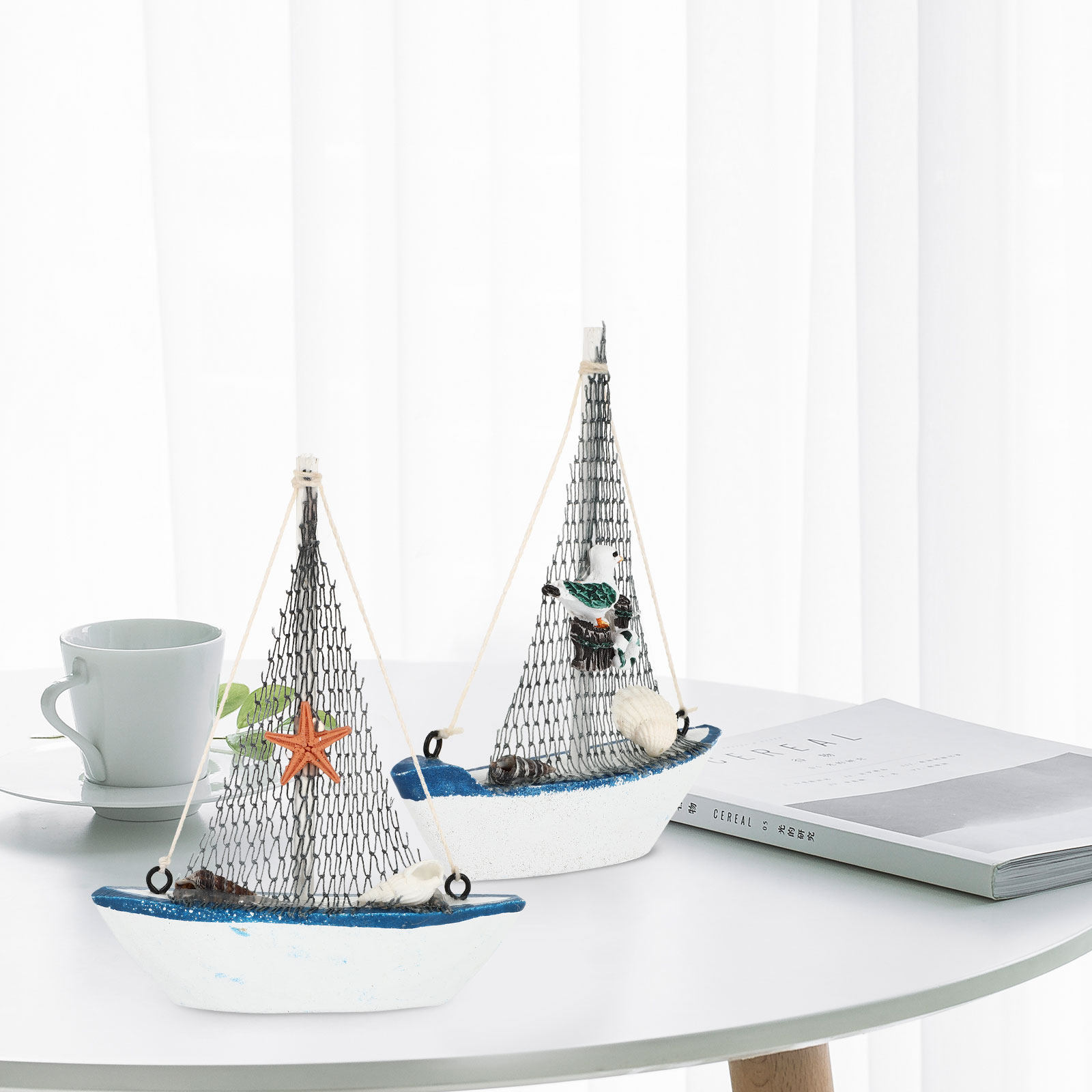 4Pcs Exquisite Sailboat Decora - Home Decor Nautical recension och pris
