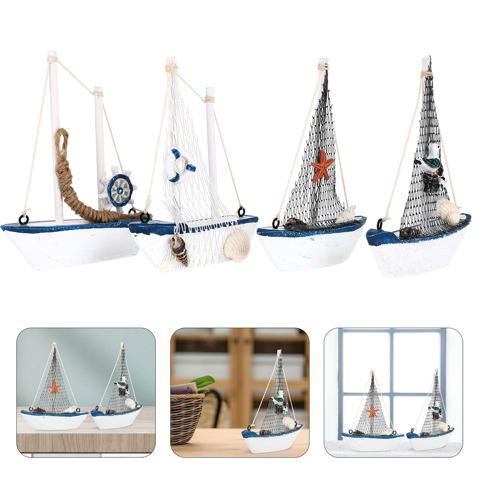 4Pcs Exquisite Sailboat Decora - Home Decor Nautical recension och pris
