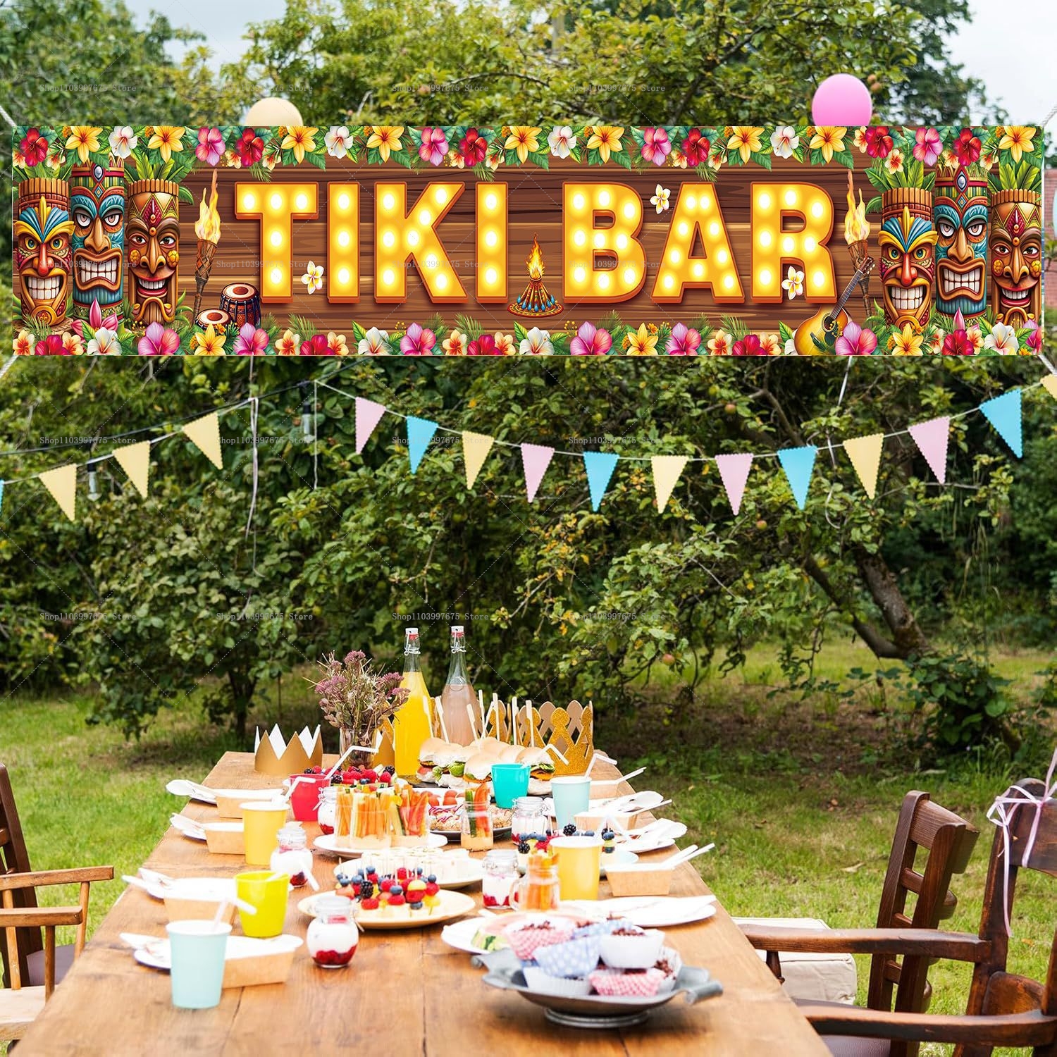 Vibrant Tiki Bar Banner Tropic - Home Decor Nearby recension och pris