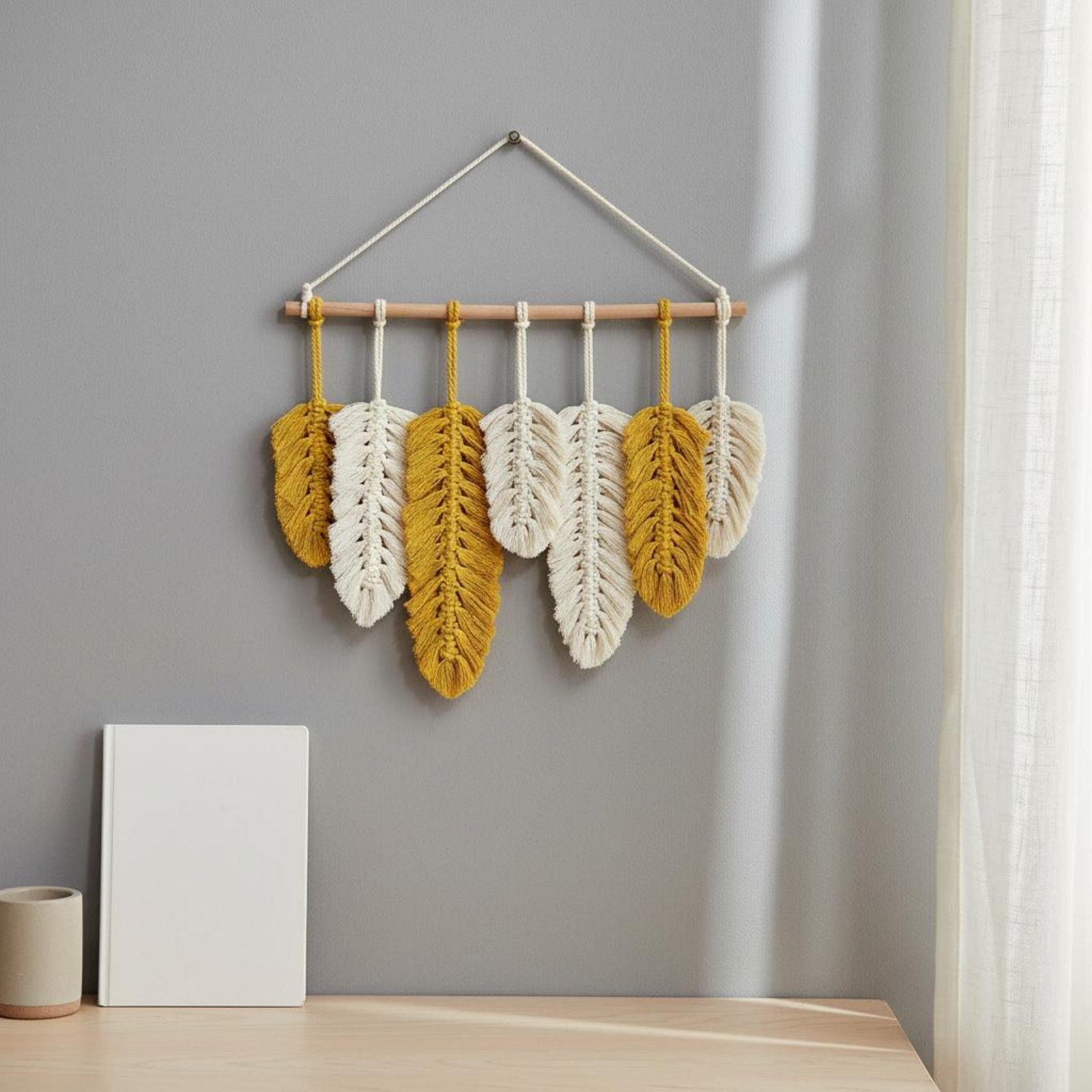 Macrame Feather Wall Hanging H - Macrame Wall Hanging recension och pris