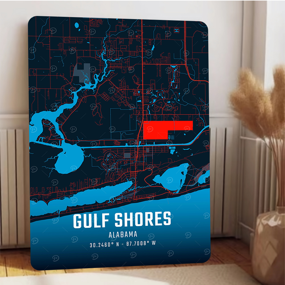 Gulf Shores Alabama Map Metal  - Home Decor Location recension och pris
