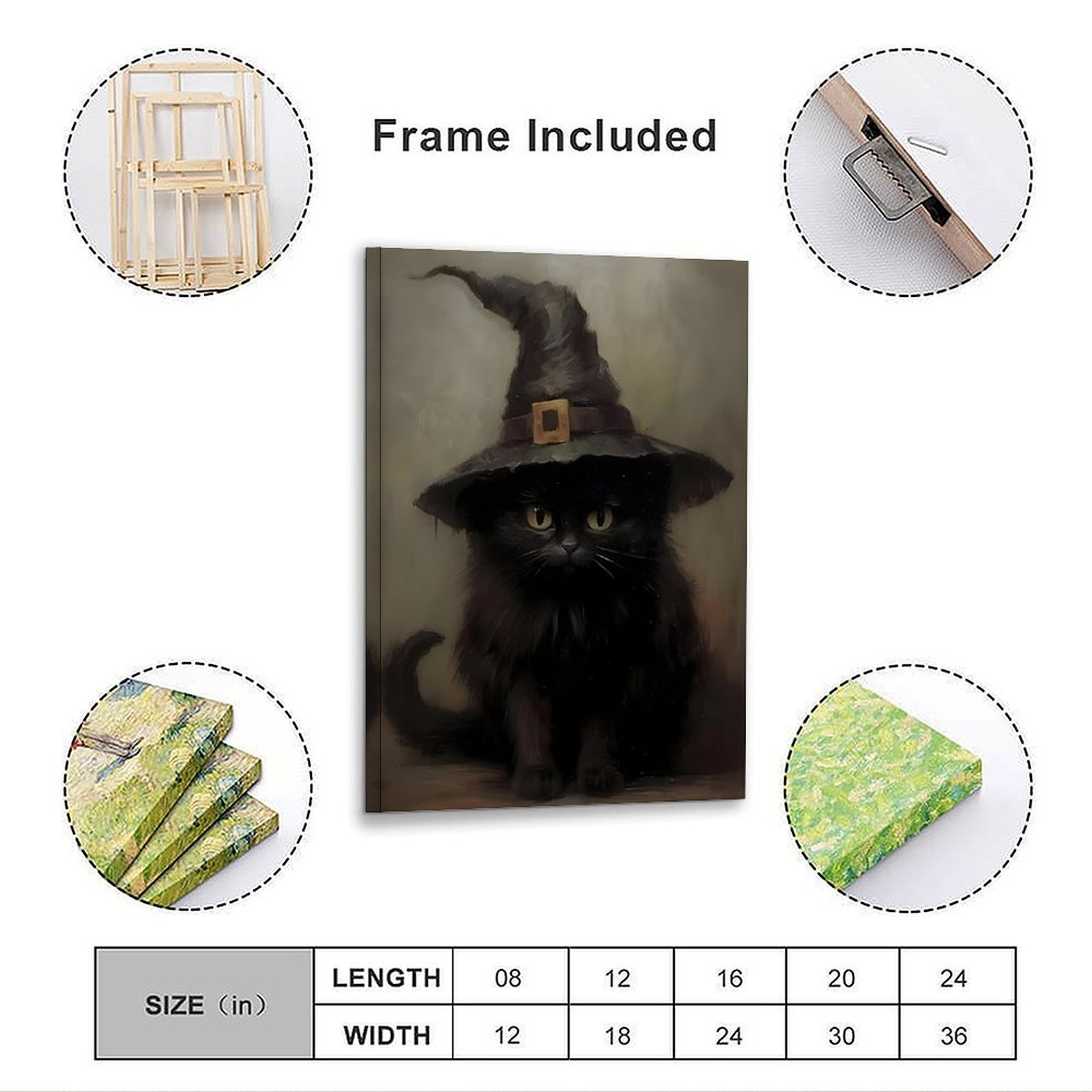 Black Cat Witch Hat Art Poster - Home Decor Mirror recension och pris