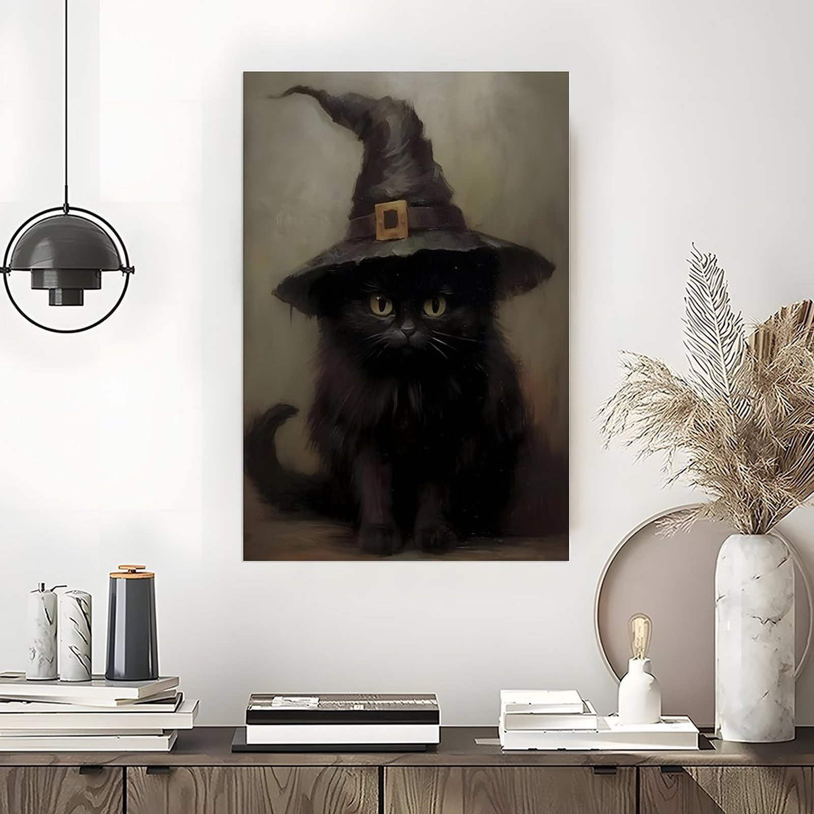 Black Cat Witch Hat Art Poster - Home Decor Mirror recension och pris