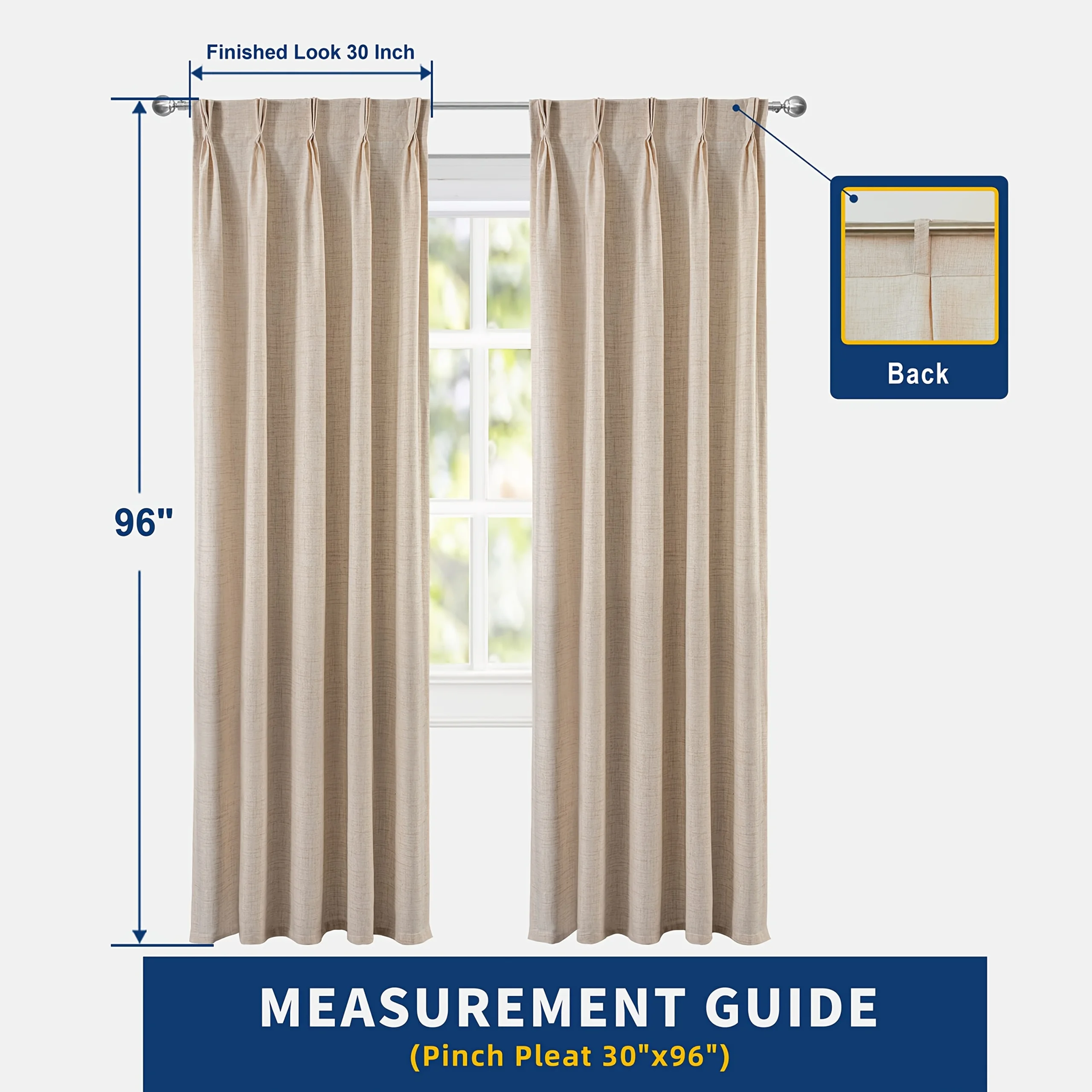 1/2pcs Pinch Pleat Textured Se - Blackout Curtains recension och pris